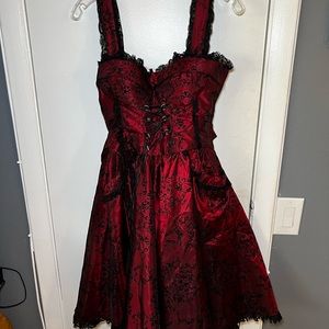 Gothic Red and black lace dress M